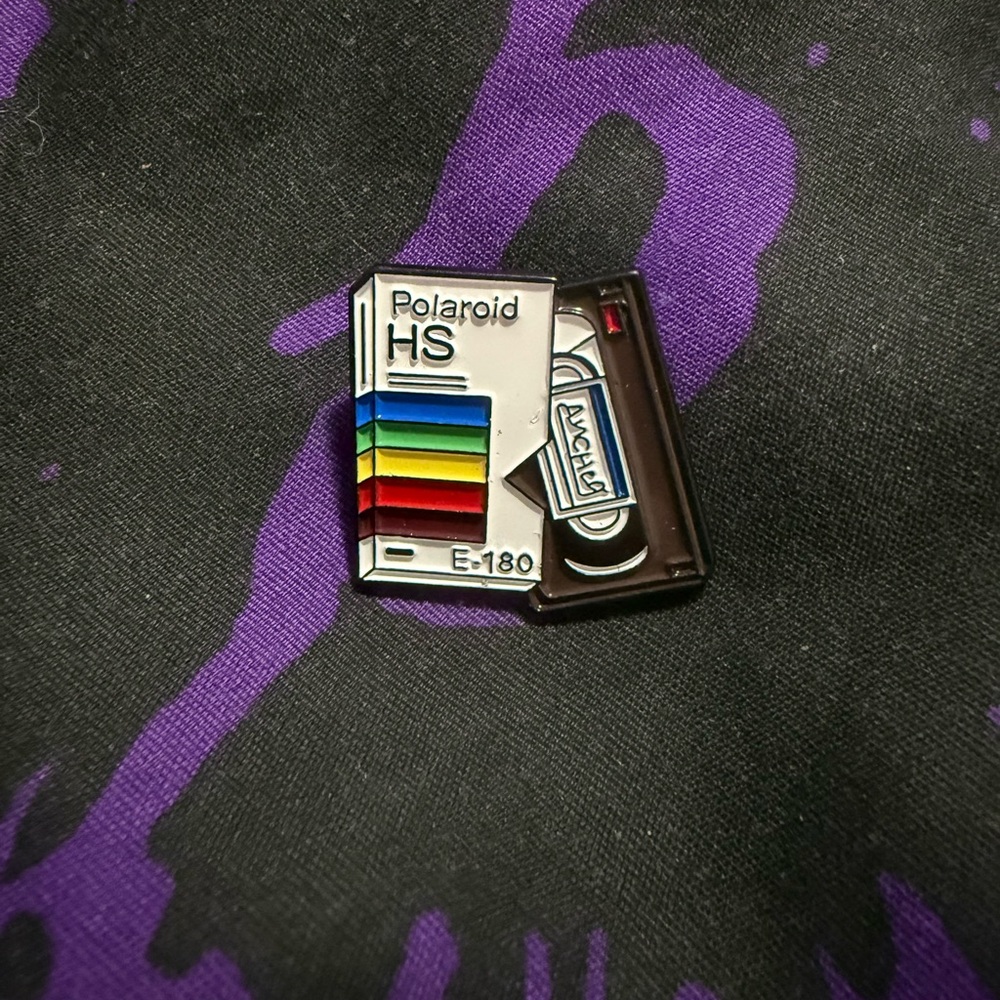 💫 3/$30 Retro Black VHS tape Polaroid Enamel Pin